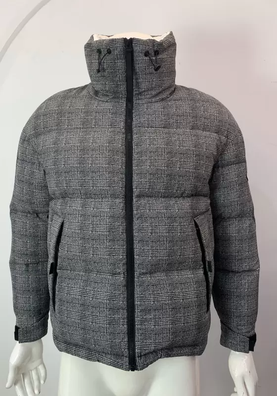 Plaid Zip Front Down Jacket​