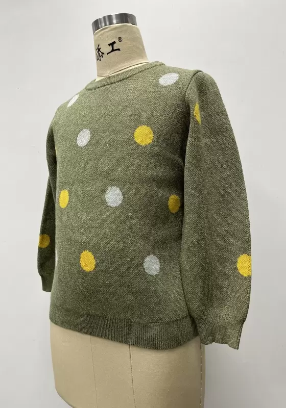 Polka Dots Olive Knit Sweater