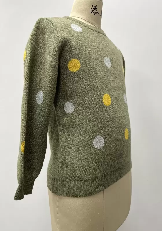 Polka Dots Olive Knit Sweater
