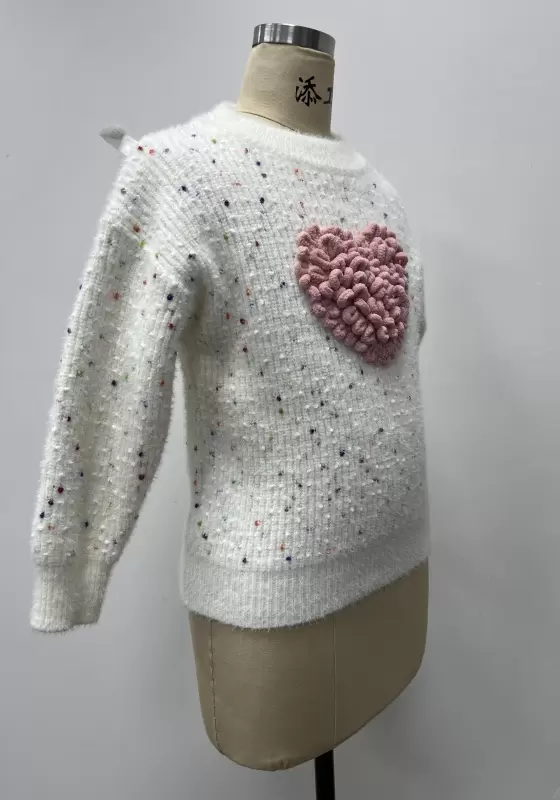 3D Crocheted Heart Knit Sweater