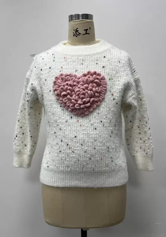 3D Crocheted Heart Knit Sweater