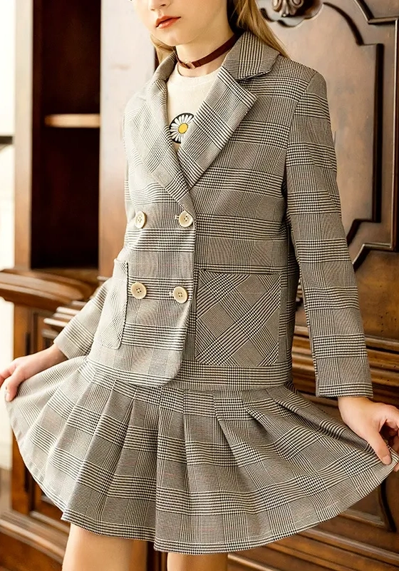 Checkered Double Breasted Suit Set