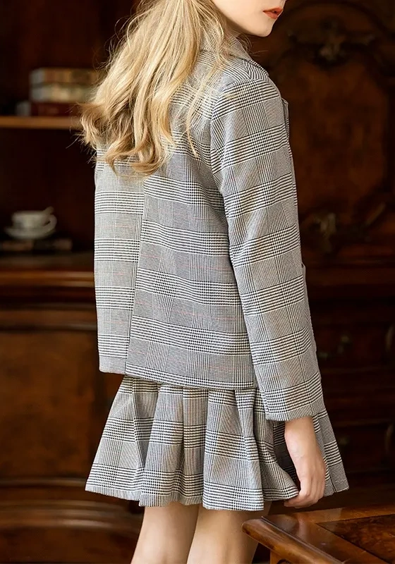 Checkered Double Breasted Suit Set