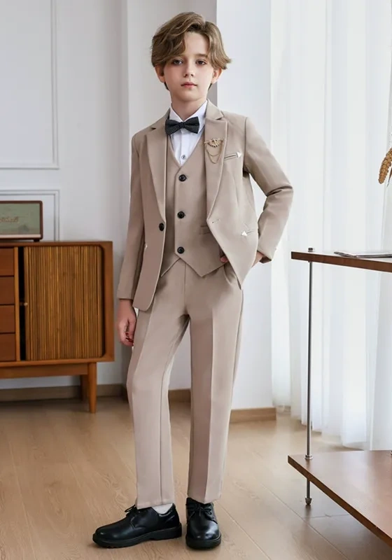 Kids' Gray Single Breasted Suit Set