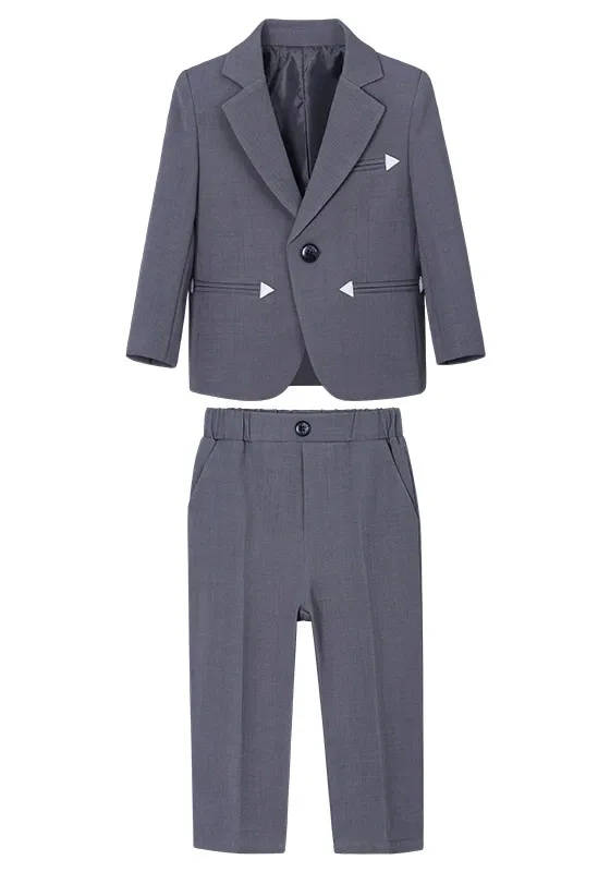 Kids' Gray Single Breasted Suit Set