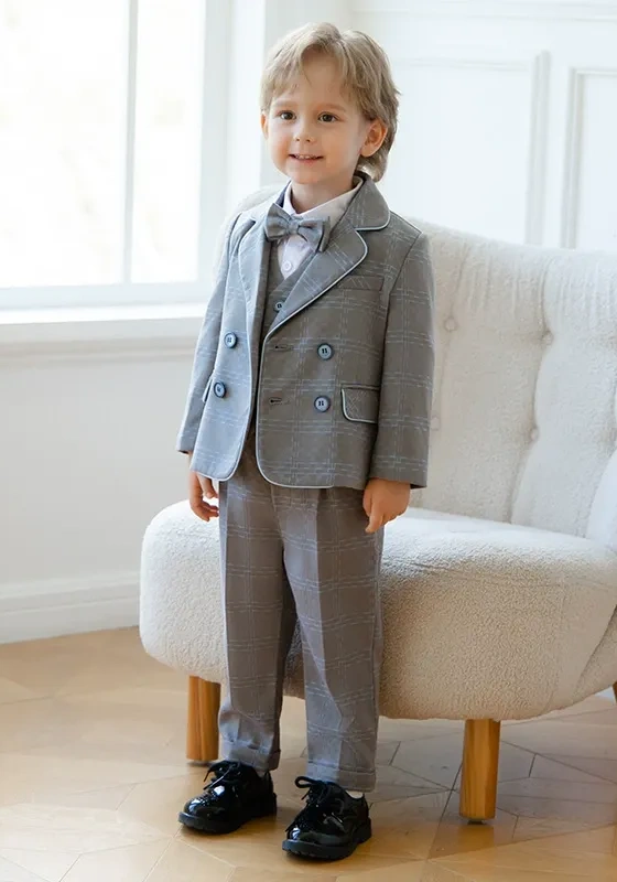 British Style Kids' Checkered Suit Set