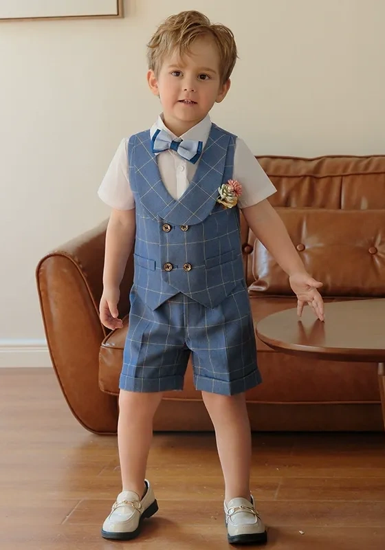 Kids' Double Breasted Plaid Suit Set