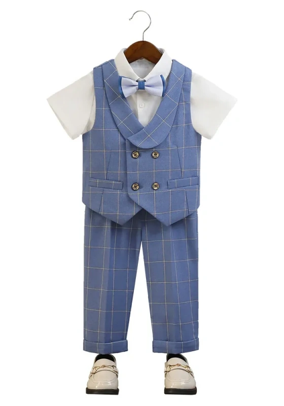 Kids' Double Breasted Plaid Suit Set