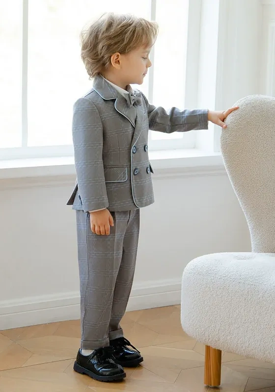 British Style Kids' Checkered Suit Set