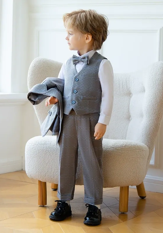 British Style Kids' Checkered Suit Set