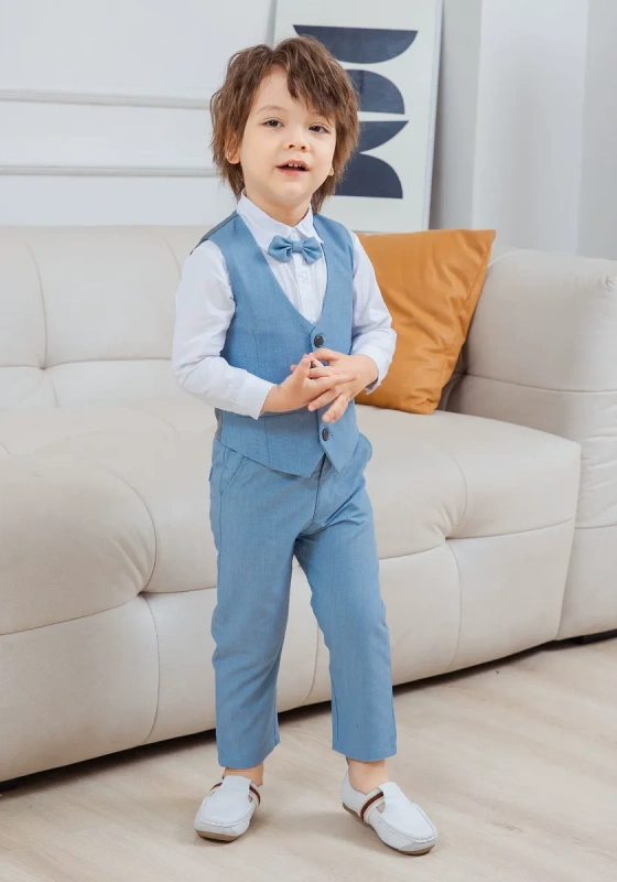 Kids' Light Blue Waistcoat Set