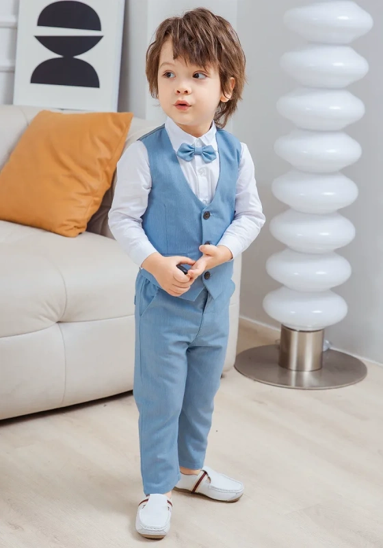 Kids' Light Blue Waistcoat Set