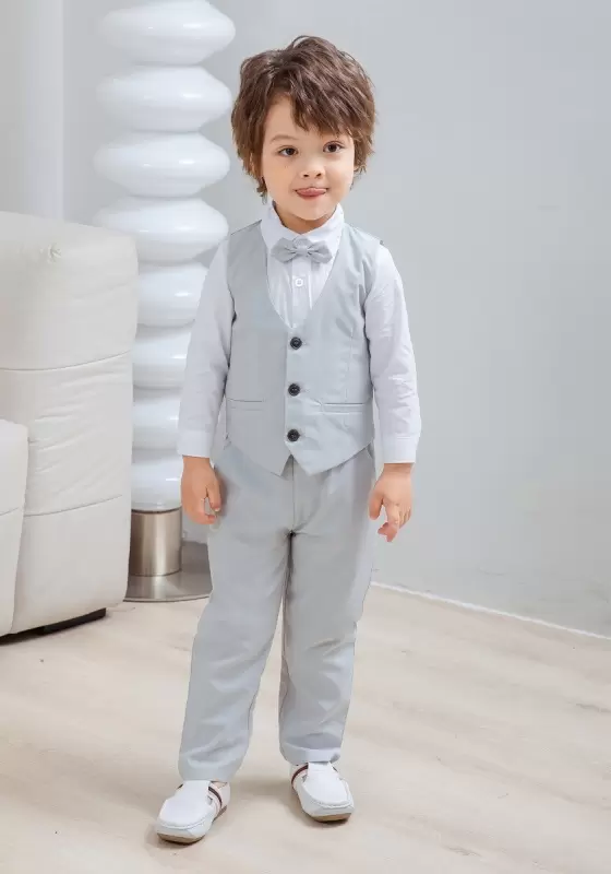 Kids' Light Blue Waistcoat Set