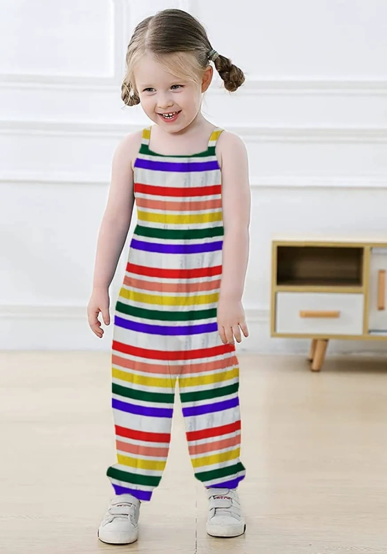 Print Sleeveless Girl's Jumpsuits