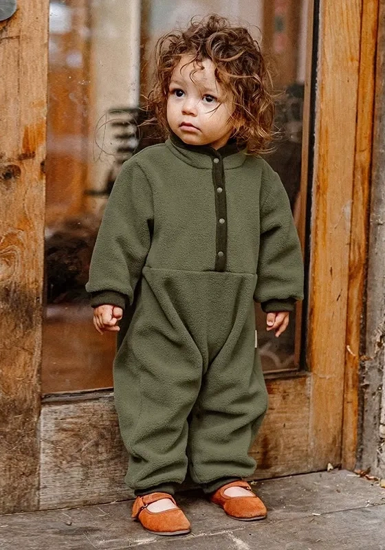 Forest Green Button Romper