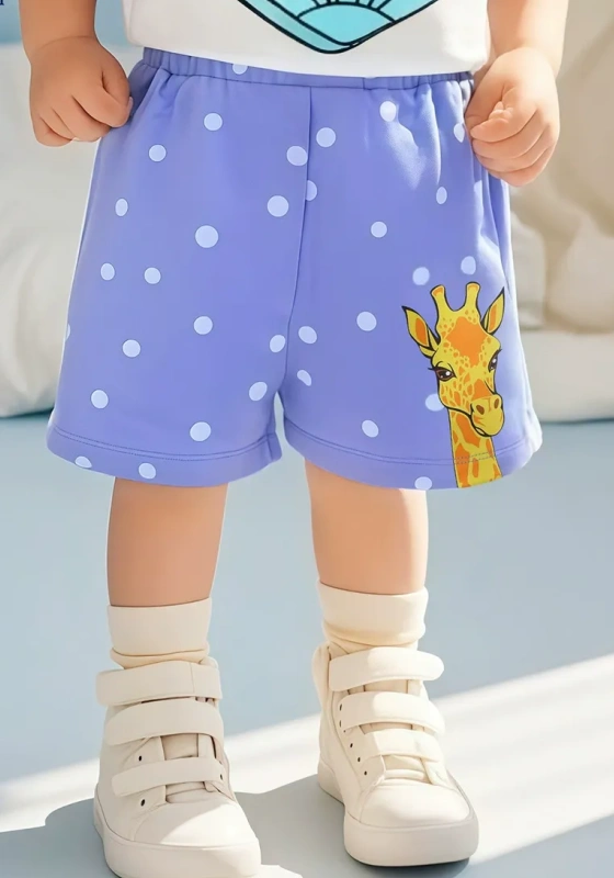 Polka Dot Giraffe Print Shorts