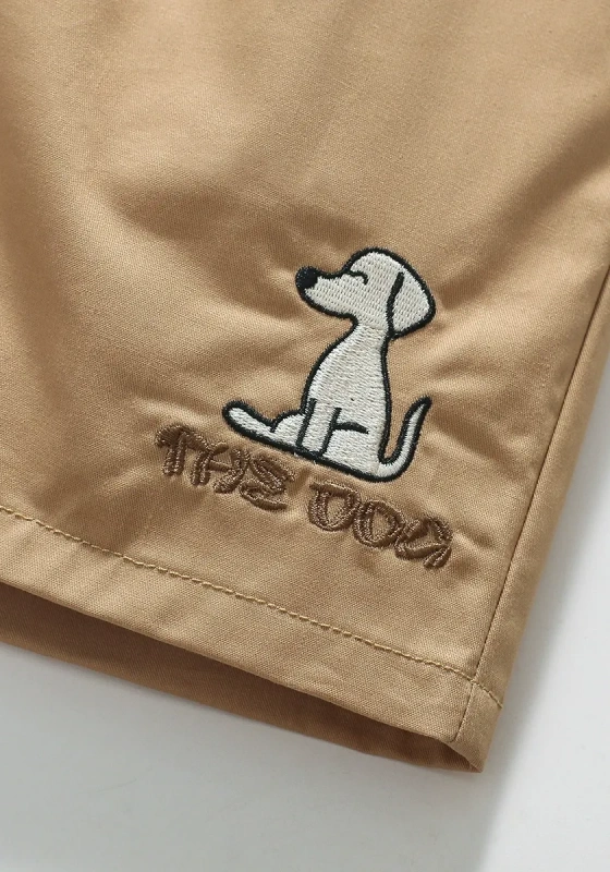 Puppy Embroidered Casual Shorts