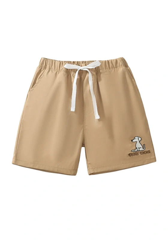Puppy Embroidered Casual Shorts
