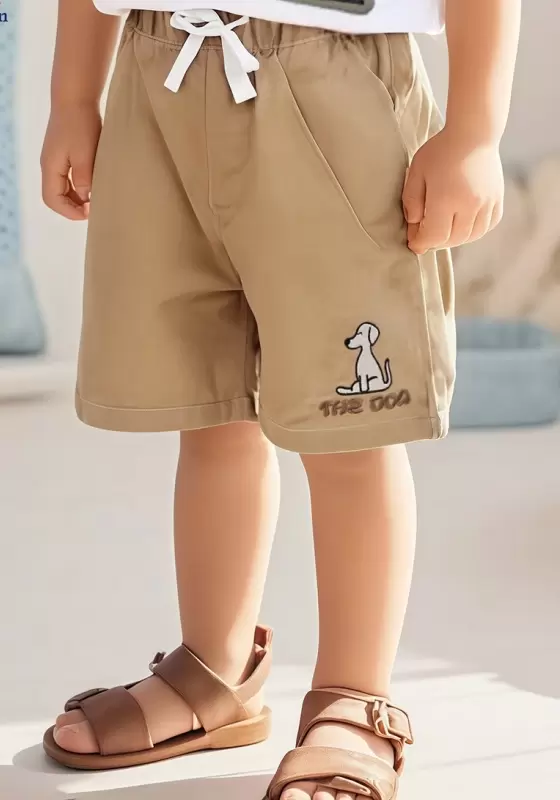 Puppy Embroidered Casual Shorts