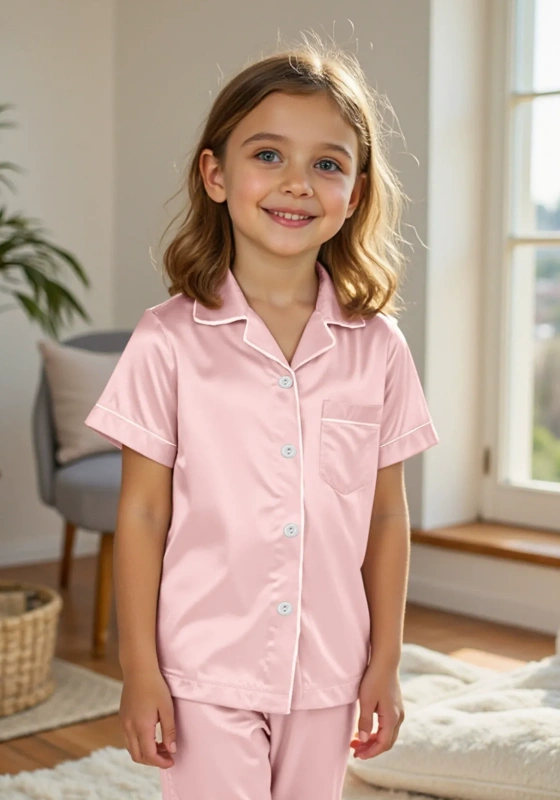 Short Sleeve Satin Pajama Set