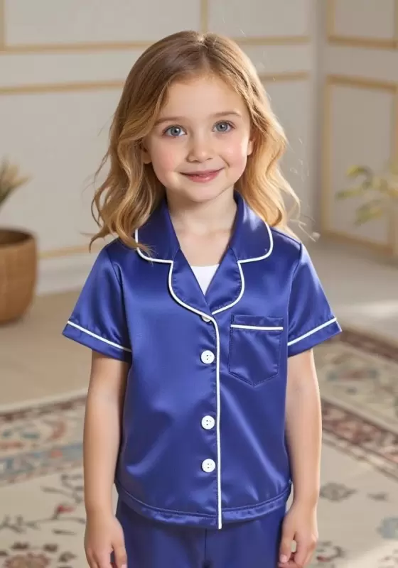 Short Sleeve Satin Pajama Set