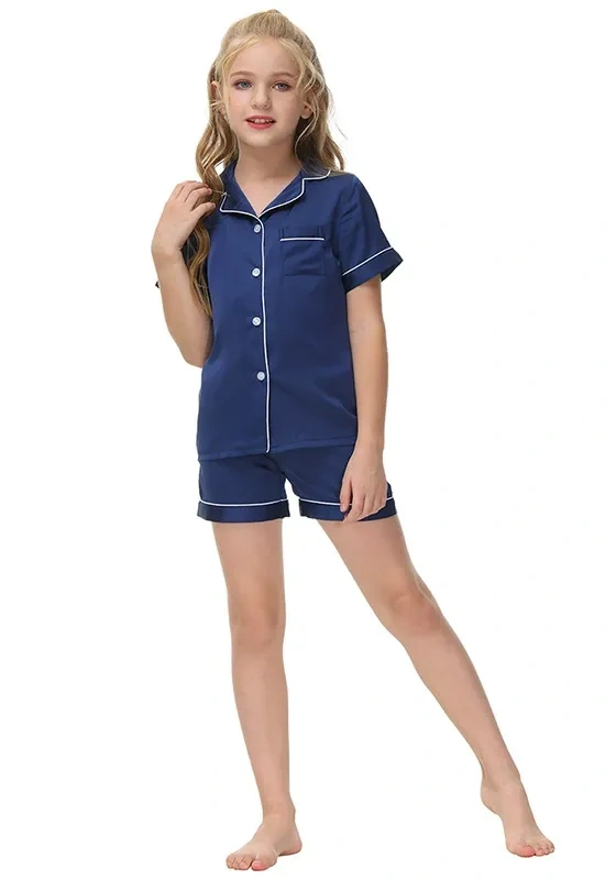 Navy Short Sleeve Pajama Set
