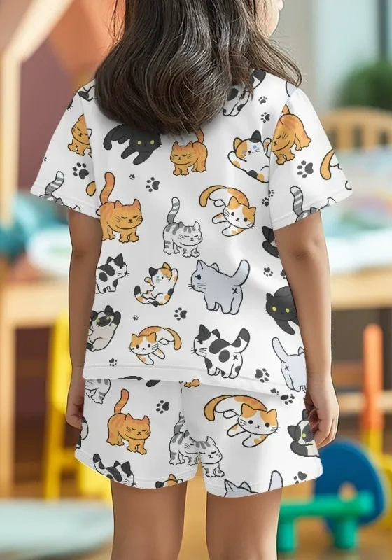 Print Round Neck Casual Short Set