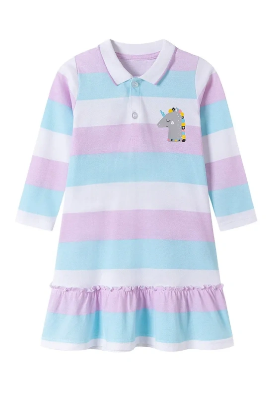 Striped Unicorn Ruched Dress