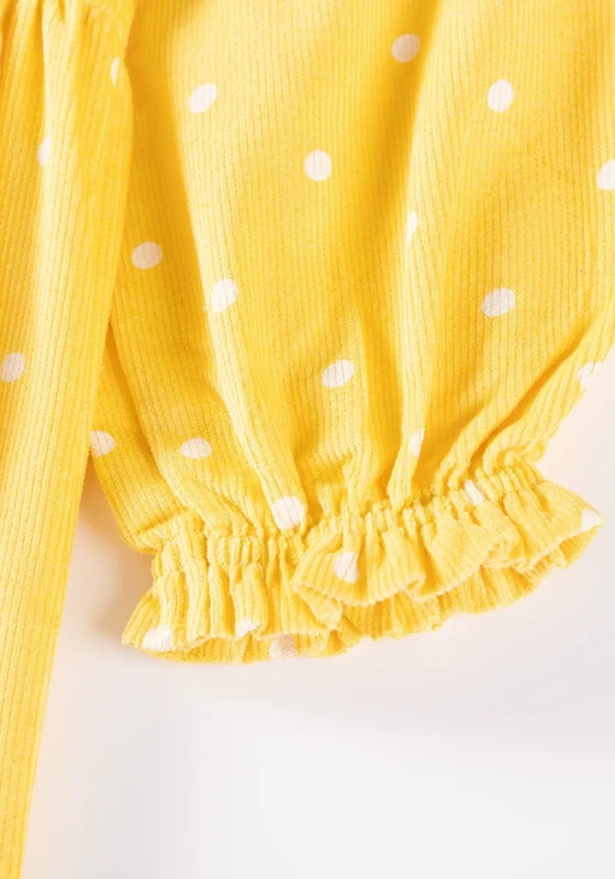 Ruffled Cuffs Polka Dot Dress