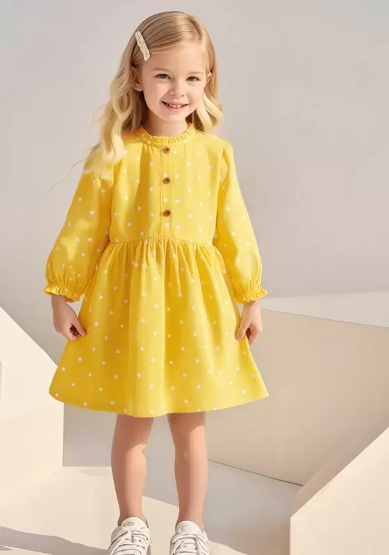 Ruffled Cuffs Polka Dot Dress