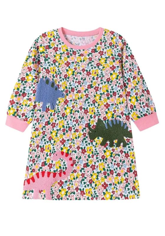 Floral Print Animal Patch Dress