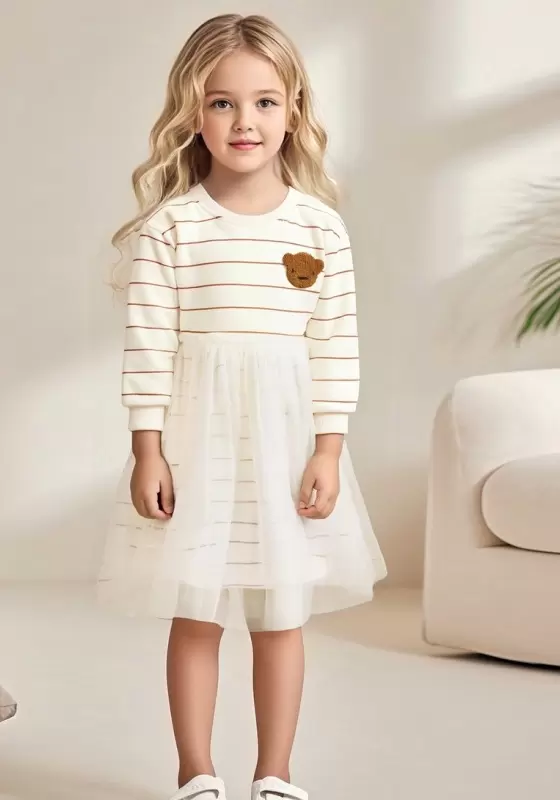 Striped Mesh Stitching Dress