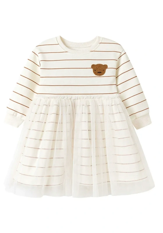 Striped Mesh Stitching Dress