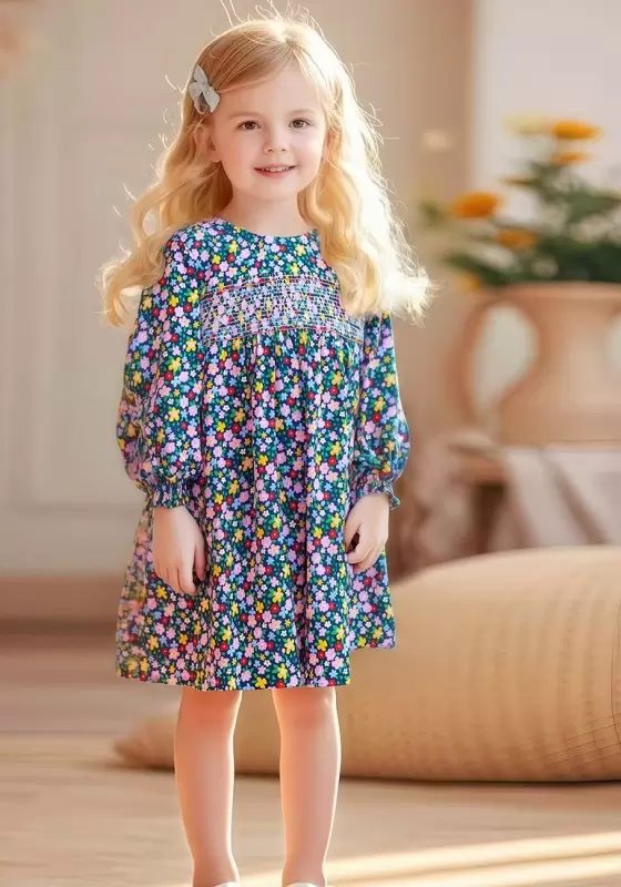 Floral Print Long Sleeve Dress