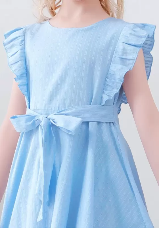 Ruched Ruffled Cuffs Pleated Dress
