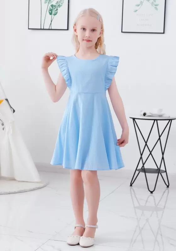 Ruched Ruffled Cuffs Pleated Dress