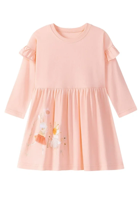 Round Neck Ruffle Sleeves Dress