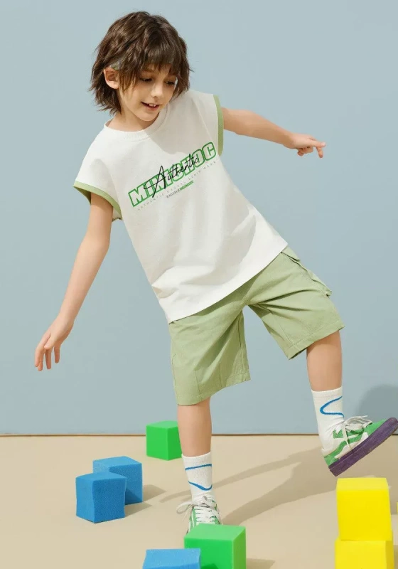 Sleeveless Print Cargo Shorts Set