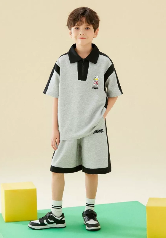 Short Sleeve Polo Embroidery Shorts Set