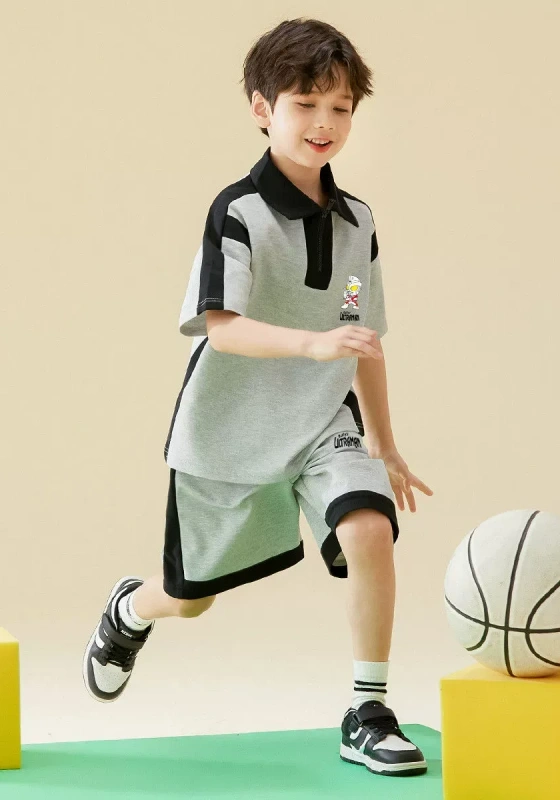 Short Sleeve Polo Embroidery Shorts Set