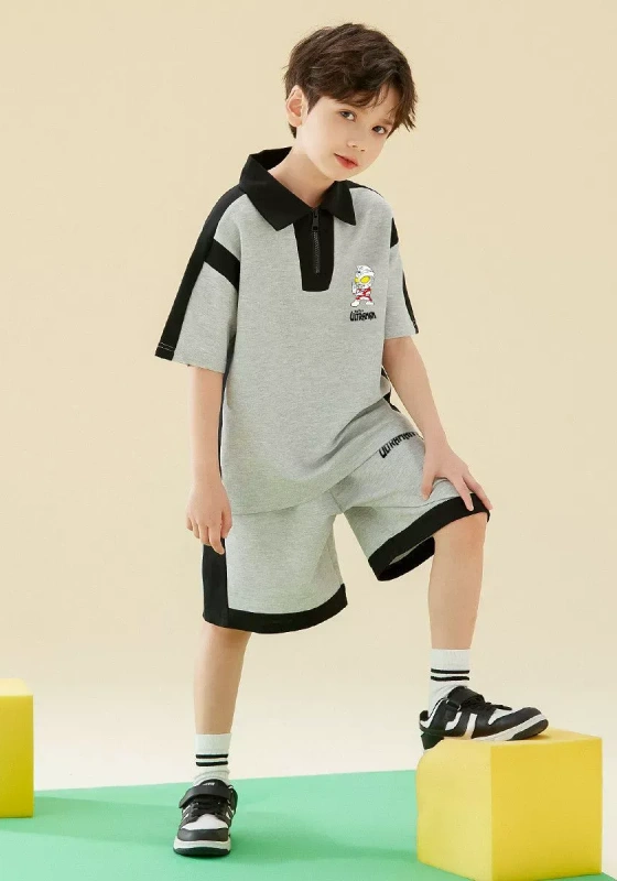 Short Sleeve Polo Embroidery Shorts Set