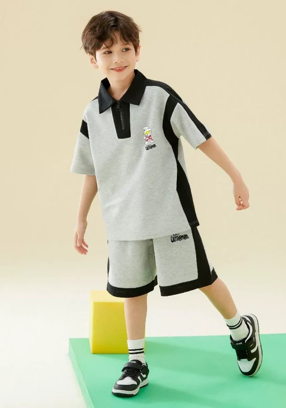 Short Sleeve Polo Embroidery Shorts Set