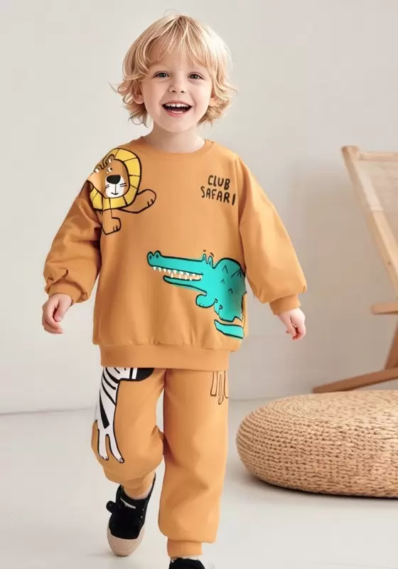 Animal print Sweatshirt And Pants Set