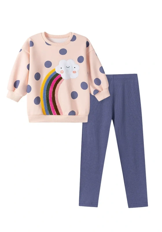 Polka Dot Cloud Rainbow Sweater And Pants Set