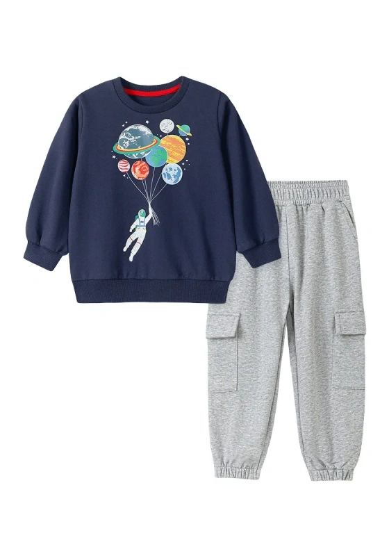 Space Themed Long Sleeve Cargo Pants Set