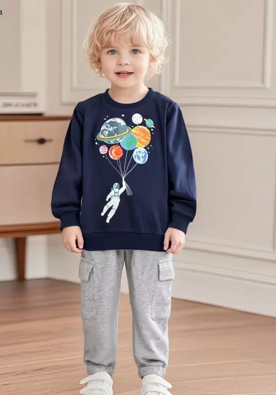Space Themed Long Sleeve Cargo Pants Set