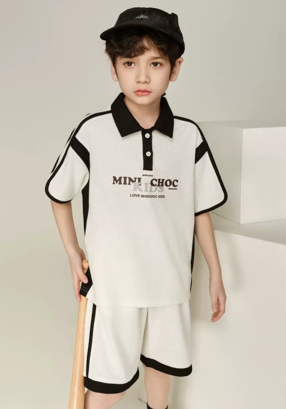 Contrast Polo Shirt And Shorts Set