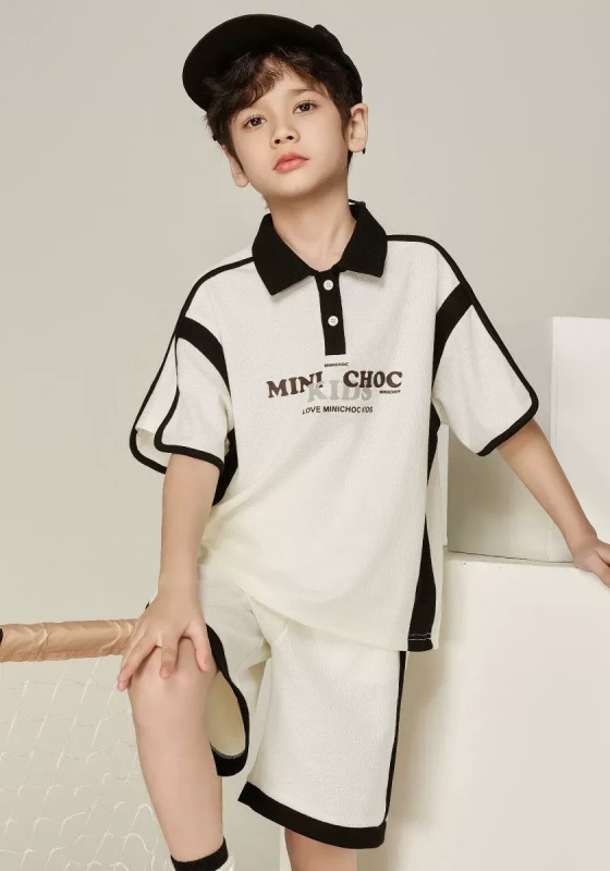 Contrast Polo Shirt And Shorts Set