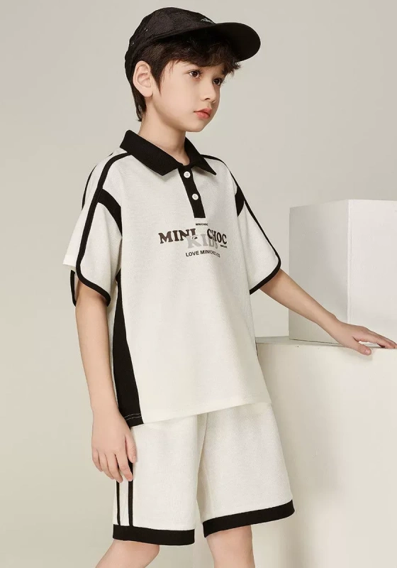 Contrast Polo Shirt And Shorts Set