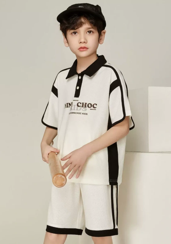 Contrast Polo Shirt And Shorts Set